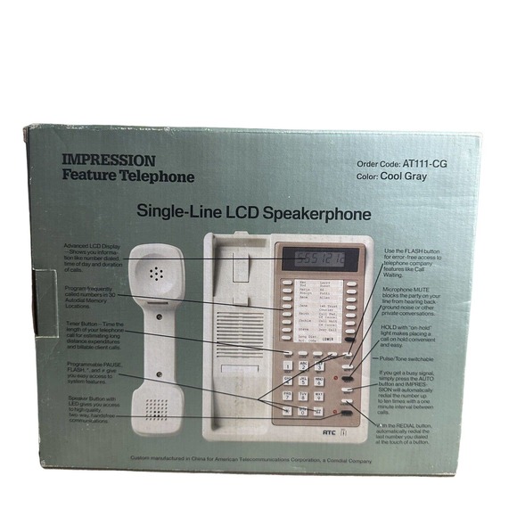 NEW Vintage Comdial Single-Line LCD Speakerphone AT111-CG in Gray NIB - Picture 2 of 6